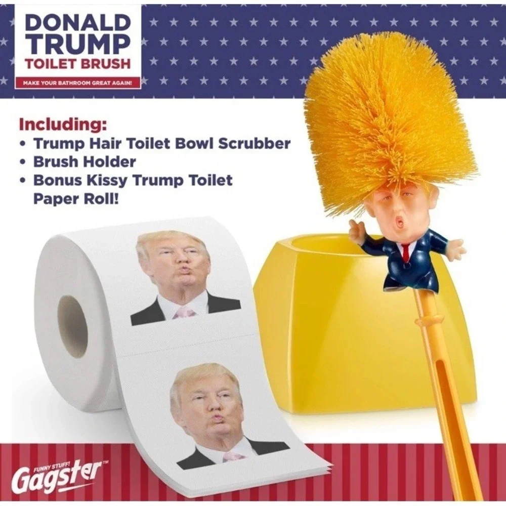 Donald Trump Toilet Brush - Funny Gag Gift Toilet Bowl Cleaner Toilet Paper